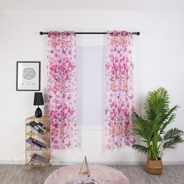 Curtain Butterfly Sheer Tulle Window Treatment Voile Drape Valance Panel Fabric