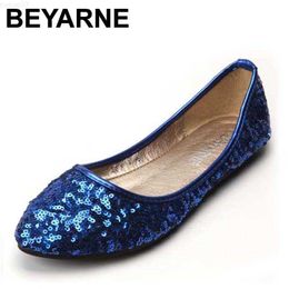 Dress Shoes BEYARNE Celebrity Style Classic Womens Gliiter Sequined Flats Ladies Ballerina Flat Shoes BEYARNE New Free Shipping L230724