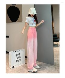 Women's Jeans Spring And Autumn Fashion Casual Brand Young Female Women Girls Gradient Color Wide Leg