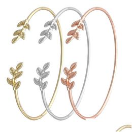 Bangle Bohemian Leaf Cuff Bracelets For Women Punk Personality Open Bracelet Feminin Tiny Hand Jewellery Drop Delivery