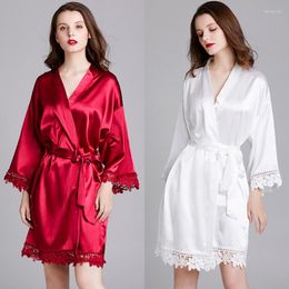 Women's Sleepwear Pajamas Ladies Large Size Nightgown Satin Home Bathrobe Bride Bridesmaid Morning Gown Women