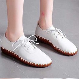 Dress Shoes New Soft-soled Women's Single Shoes Women Retro Comfortable Flat Casual Shoes Women's Outdoor Lace-up Non-slip Loafers Sneakers L230724