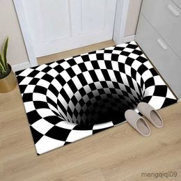 Carpets 3D Illusion Carpet Entrance Door Floor Mat Abstract Geometric Optical Doormat Non-slip Floor Mat Living Room Decor Rug R230725