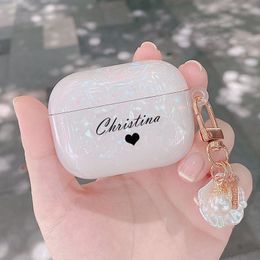 Personalized Letters Customized Pearl Shell Pendant Soft Case For Airpods 1 2 Pro 3 Custom Name Logo Protective Earphone Case