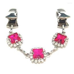 Brooches Rose Red Crystal Jewelry Brooch Sweater Shawl Guard Cardigan Clip Rhinestone Clamp Women Wedding Button