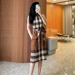 Counter quality High-definition summer new sleeveless dress plaid skirt vest skirt mid-length plaid A-line skirt