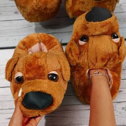 Slippers Dog Design Novelty House Slippers For Women Animal Funny Home Indoor Winter Warm Floor Shoes Cartoon Winter Shoes Woman Warm 230724