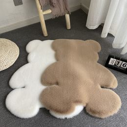 Carpet Plush Bear Rug Cute Cartoon Decorative Room Super Soft Solid Colour Floor Mat Bedroom Children Bedside 230721