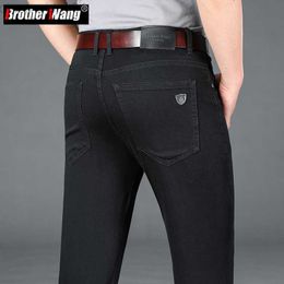 Men's Jeans Spring Summer Men Regular Fit Stretch Plain Black Thin Jeans Classic Business Casual Cotton Denim Pants Male Brand Trousers L230724