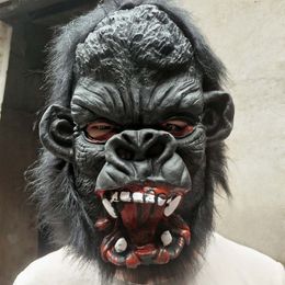 King Kong Gorilla Mask Hood Monkey Latex Animals Halloween Party Cosplay Costume Horror Head Masks For Adults Carnival Props