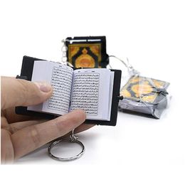 Keychains Lanyards Fashion Mini Ark Quran Book Real Paper Can Read Arabic The Koran Keychain Muslim Jewellery Decoration Gift Key Pend Dhvxz