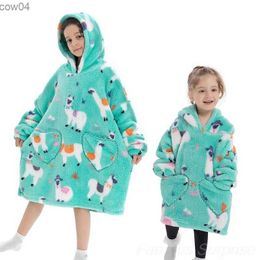 Winter Blanket Hoodie for Kids Sweatshirt Girls Hoodie Sherpa Fleece Wearable Oversized Blanket with Sleeves Toddler Boy Clothes L230625