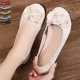 Dress Shoes High Quality Women Genuine Leather Round Toe Slip On Flat Shoes Woman Soft Loafers Work Shoes Female Casual Single Shoes L230724