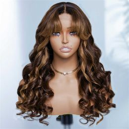 Synthetic Wigs Highlight Lace Front Wig Synthetic Loose Wave Honey Blonde Frontal s for Black Women Ombre Cosplay Hair 230227