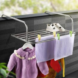 Hangers Balcony Clothes Airer Stainless Steel Extendable Indoor Laundry Rack Towel Rails With 360 Degree Rotation For Home Supplies