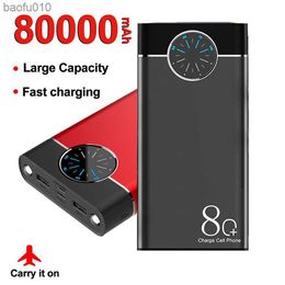 80000mAh Power Bank Portable High Capacity Charger 2LED External Battery Pack for Outdoor Travel iphone xiaomi Samsung LG L230619