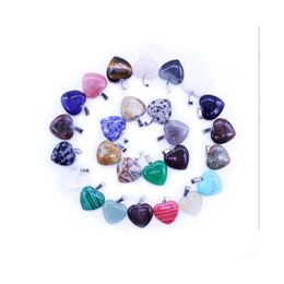 Charms Natural Stone Heart Shaped Pendant Quartz Crystal Healing Beads Diy Jewellery Making Necklace Wholesale Drop Delivery Findings Co Dhafe