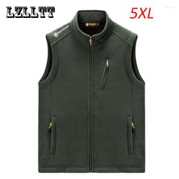 Men's Vests Spring Autumn Men Solid Fleece Sleeveless Vest Jacket Coats Mens Warm Outer Causal Embroidery Outerwear Male Large Size 5XL