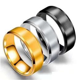 Band Rings Classic Mens 8Mm Stainless Steel Brushed Surface Uni Engagement Jewellery Size 6-13 Drop Delivery Ring