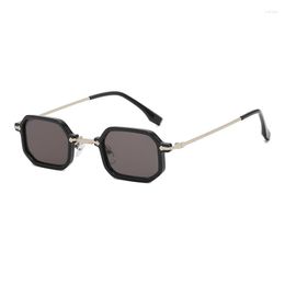 Sunglasses 2023 Retro Small Frame Polygon Men's Metal Fashion European And American Style Women's Sun Glasses