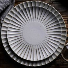 KINGLANG Japanese Creative steak plate Western Retro Dish Home Round Pasta Plate Western Tableware Personalised Plates L230704