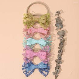 Hair Accessories Baby Headbands For Girls Lace With Nylon Bow Headdress Cute Elastic Soft Bands Kids