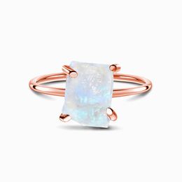 Hot selling S925 sterling silver high-grade design moonstone natural ring in Europe, America, Japan and South Korea