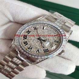 Sell Unisex Fashion Watches 36 mm 118346 Day Date President Roman Dial Asia Automatic Mechanical Unisex Platinum Diamond Bezel222v