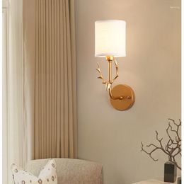 Wall Lamp Nordic Fabric Lampshade Modern Creative Light For Bedroom Bedside Corridor Stairs Indoor Decoration Sconce