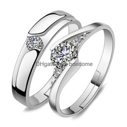 Rings Update Crystal Open Adjustable Diamond Engagement Ring Couple Fashion Jewellery Women Men Drop Delivery Dhjdj