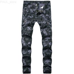 Men's Jeans Men fashion multi-pocket men army green pants long jeans European and American folds Slim fit L230724