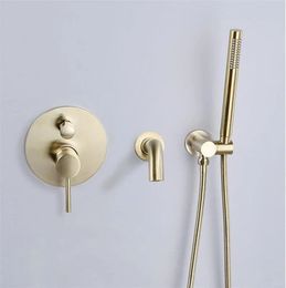 Brushed Gold Bathroom Bathtub Mixer Set Hot and Cold Rose Gold Bath Shower Faucets Wall Mounted Bathtub Shower Faucet Set