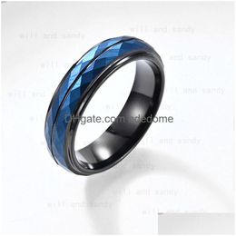 Band Rings Tungsten Steel Rhombus Black Contrast Colour Ring For Men Women Hip Hop Fashion Fine Jewellery Drop Delivery Dhgxo