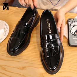 Dress Shoes Korean Designer Fringe Mocassin Shoes Woman Oxford Slip On Flats Ladies Espadrilles Loafers Patent Leather College Girl Creepers L230724