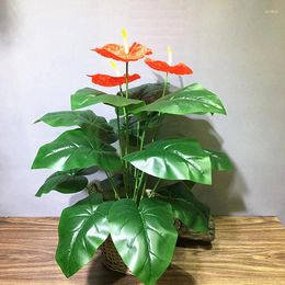 Decorative Flowers 70CM 18Fork Artificial Rare Anthurium Flower Indoor Green Plants Tropical Fake Immortal Living Room Office Home Decor