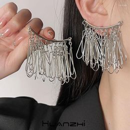 Dangle Earrings Exaggerate Personality Vintage Irregular Metal Paper Clip Tassel Drop For Women Dinner Party Jewellery HUANZHI 2023