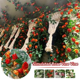 Decorative Flowers 1.75M Artificial Silk Rose Flower Wisteria Vine Rattan Hanging Garland For Wedding Party Home Garden Decoration