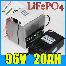 92V 20AH LiFePO4 Battery Pack 2000W Electric bicycle Scooter lithium battery + BMS + Charger Free Shipping