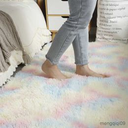 Carpets Round Plush Carpet For Living Room Anti-slip Fluffy Large Area Mat Thick Bedroom Decorative Carpets Floor Soft Rug Home Pink Rug R230725