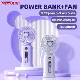 10000mah Power Bank Built-In Type-C Cable Portable 22.5W Fast Charging External Battery Detachable Fan Powerbank for iPhone 14 L230619