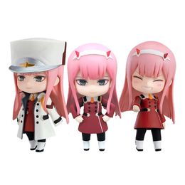 Action Toy Figures 10CM Amine Figure Darling in the FRANXX Q Version Uniform Combat Dolls Gift Collect Boxed Ornaments PVC Material 230724