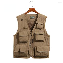 Men's Vests 2023 Cotton Tank Top Multi Pocket Jacket Tourism Outdoor Loose Vest