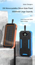 30000mAh Outdoor Power Bank 22.5W Super Fast Charger with a Solar Panel Compass Portable Charger15W fast wireless charger L230619