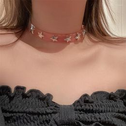 Choker Simple Vintage Star Short For Women Punk Adjustable Neck Jewellery Goth Black Pink Y2K Necklace Collar Party Gift