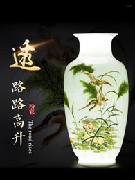 Vases Ceramic Vase Decoration Chinese Style Home Living Room Curio Shelves Flower Arrangement Dried Ornament Crafts