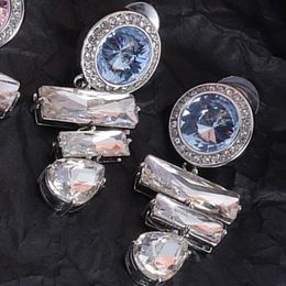 Colorful Diamond Dangle Earrings Diamond Classy Eardrops 925 Silver Trendy Designer Jewelry Luxury Brand Stainless Steal Ear Stud