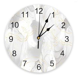 Wall Clocks Marble Line Gold Gradient Overlap Grey Large Clock Dinning Restaurant Cafe Decor Round Silent Home Decoration