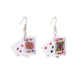 Charm Creative Poker Alloy Playing Cards Drop Earrings Funny Party Earring For Women Girls Delivery Jewelry Dhts3