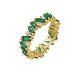 Cluster Rings Trendy Luxury Green Crystal For Women Neo-Gothic Fashion High Level Temperament Elegant Girls Jewellery Gift Drop Delivery Ring