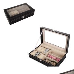 Watch Boxes Cases Creative Leather 6 Jewellery Case And 3 Piece Eyeglasses Storage Sunglass Glasses Display Organiser Drop Delivery Watches